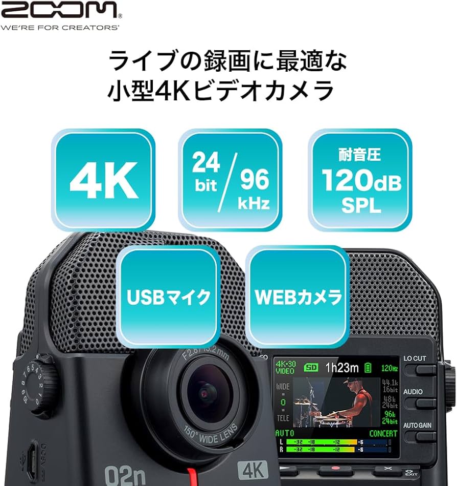Amazon.co.jp: ZOOM 4Kビデオカメラレコーダー Q2n-4K ハイレゾ対応